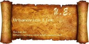Urbanovics Elek névjegykártya